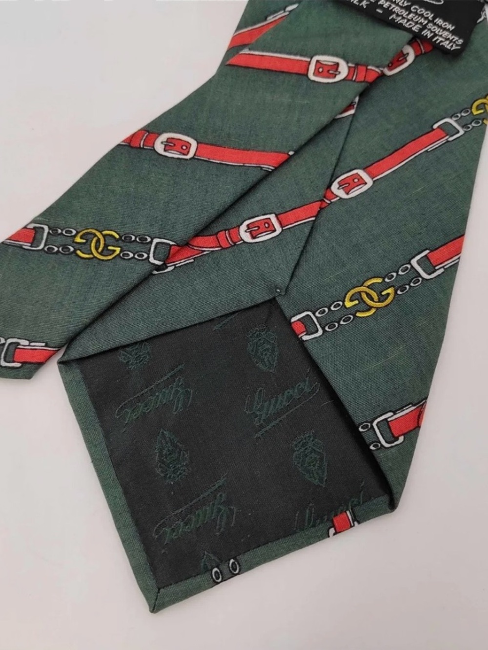 Gucci Authentic Green and Red Patterned Men's Tie monogram - Picture 3 of 5